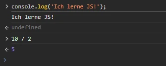 Die Browserkonsole von Chrome in Aktion
